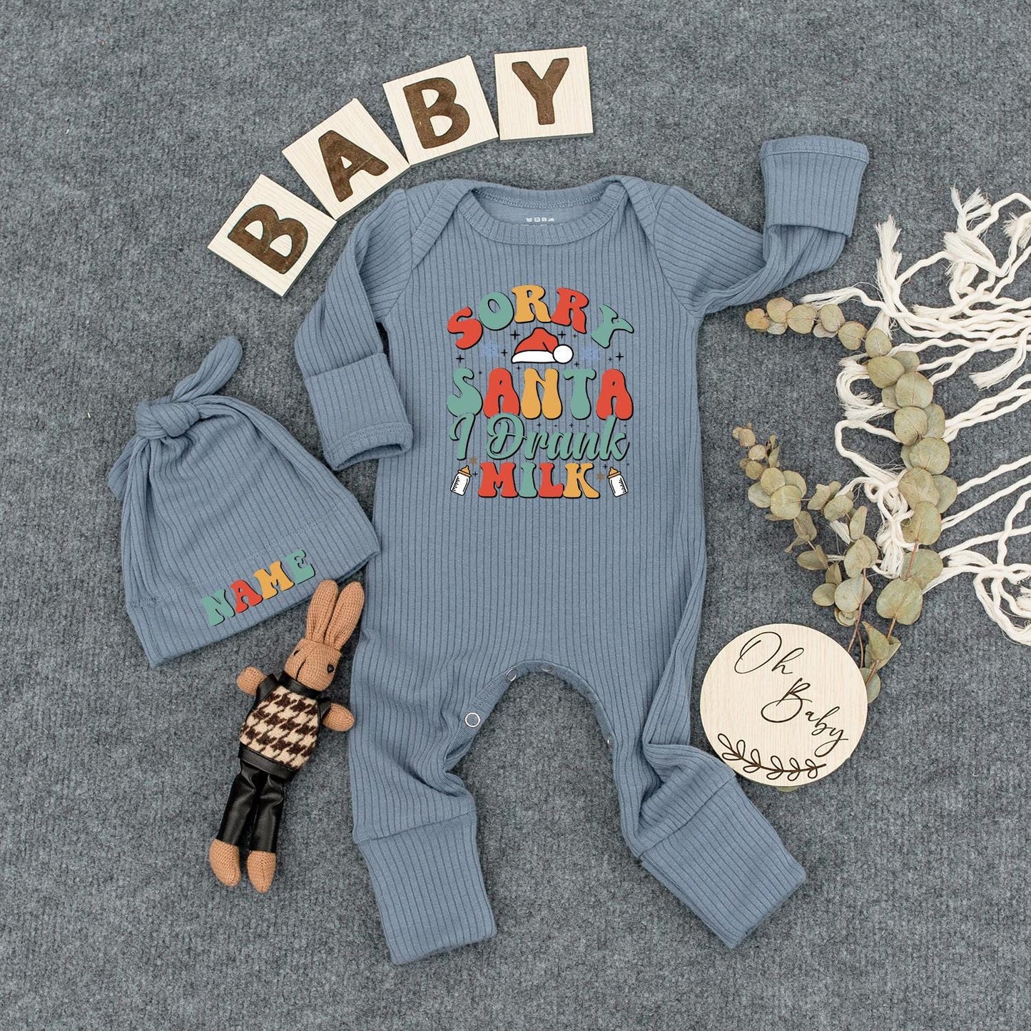 Sorry Santa I Drank The Milk Baby Romper Cozy Christmas Bodysuit Cute Vintage Inspired Outfit Long Sleeve First Christmas Gift