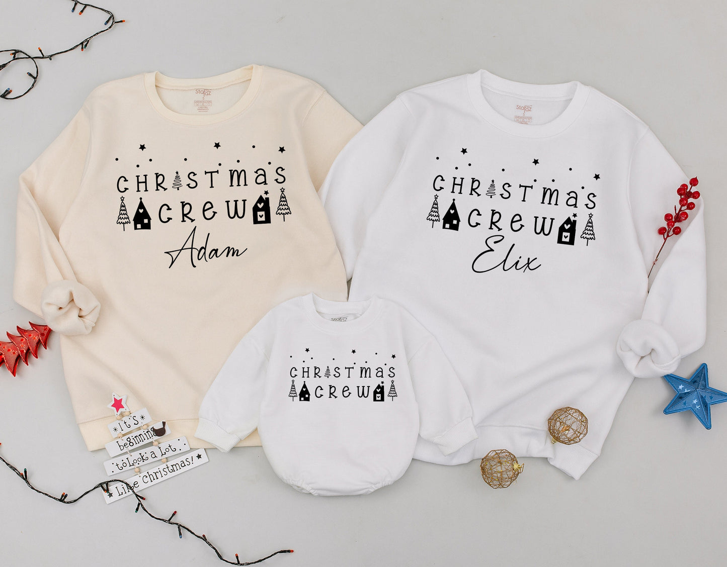 Matching Christmas Sweatshirts: Mama, Dada & Mini Custom Outfits