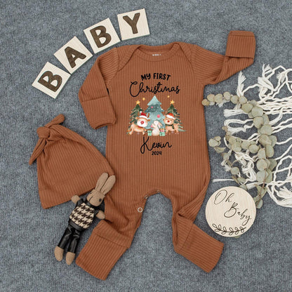Personalized My First Christmas Bodysuit Kevin 2024, Newborn Outfit & Hat Set, Cute Reindeer Baby Jumpsuit, Holiday Baby Shower Gift, Coming Home Outfit 2024 (138 chars)