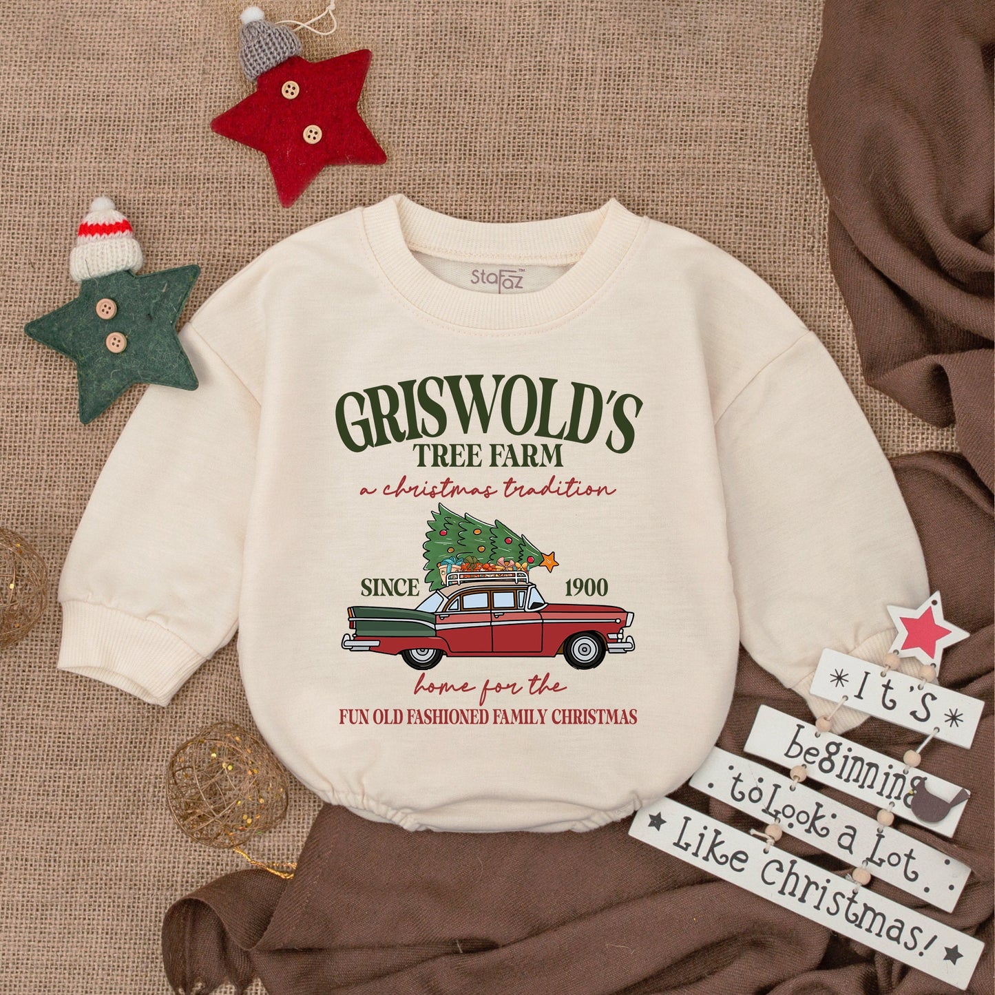 Griswold's Christmas Plaid Baby Romper - First Xmas Santa Outfit