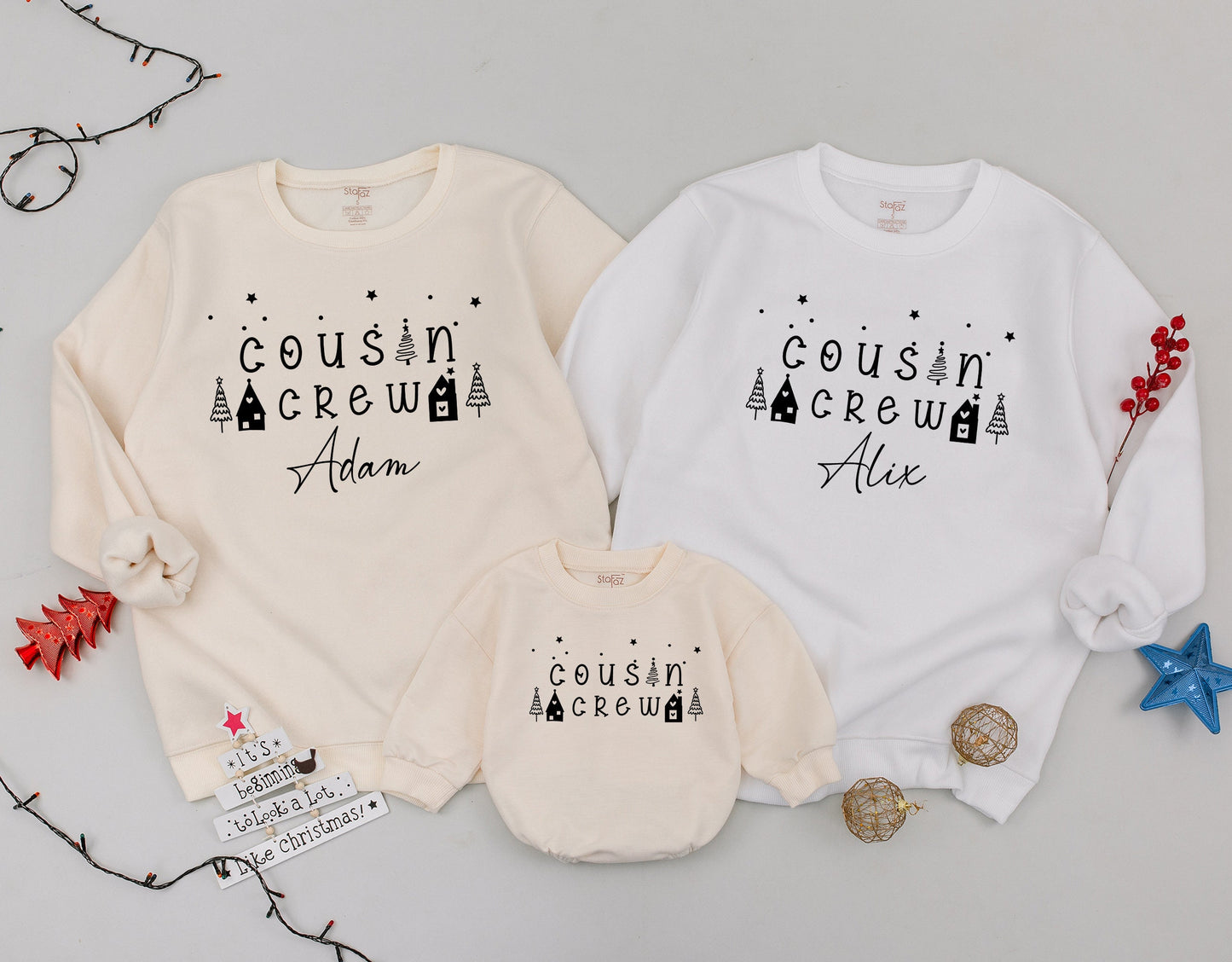 Custom Retro Christmas Cousin Crew Sweatshirts – Family Matching