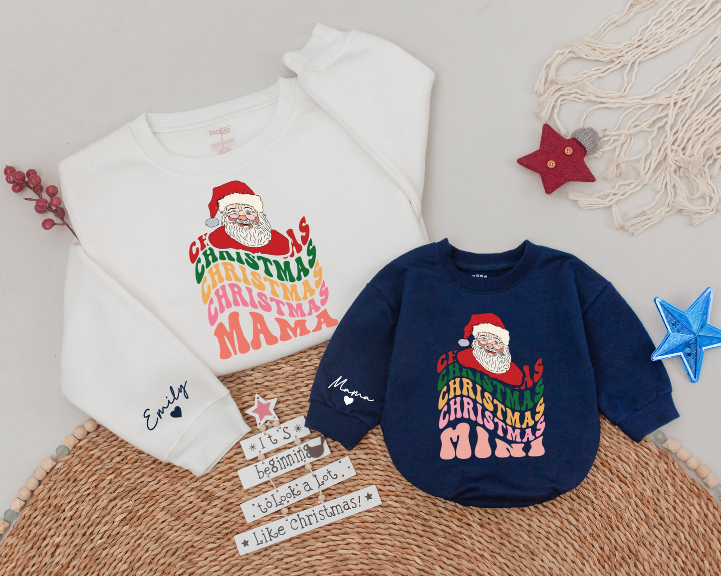 Festive Mama & Mini Sweaters: Personalized Holiday Family Apparel