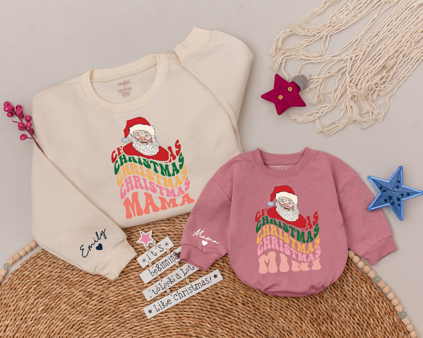 Festive Mama & Mini Sweaters: Personalized Holiday Family Apparel