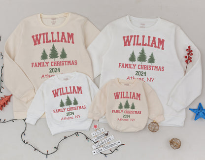 Matching Retro Christmas Sweaters for Family, Personalized Names  