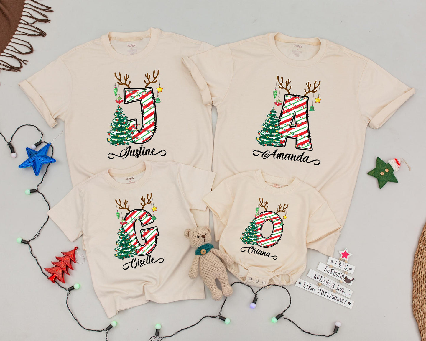 Custom Family Christmas Shirts, Monogrammed Vintage Tees, Gift Idea