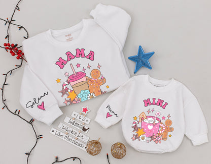 Mommy & Me Christmas Sweatshirt Set: Coffee & Cocoa Matching Outfits