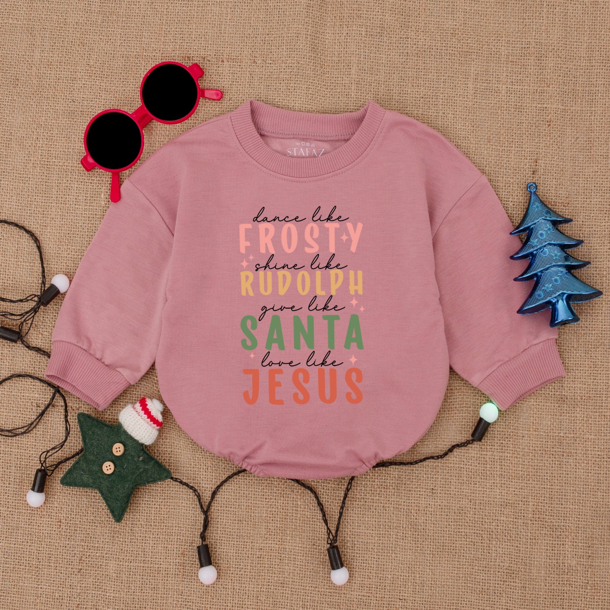 Dance Like Frosty Baby Bubble Romper Cozy Cotton Sweatshirt Christmas Vibes Outfit for Girls