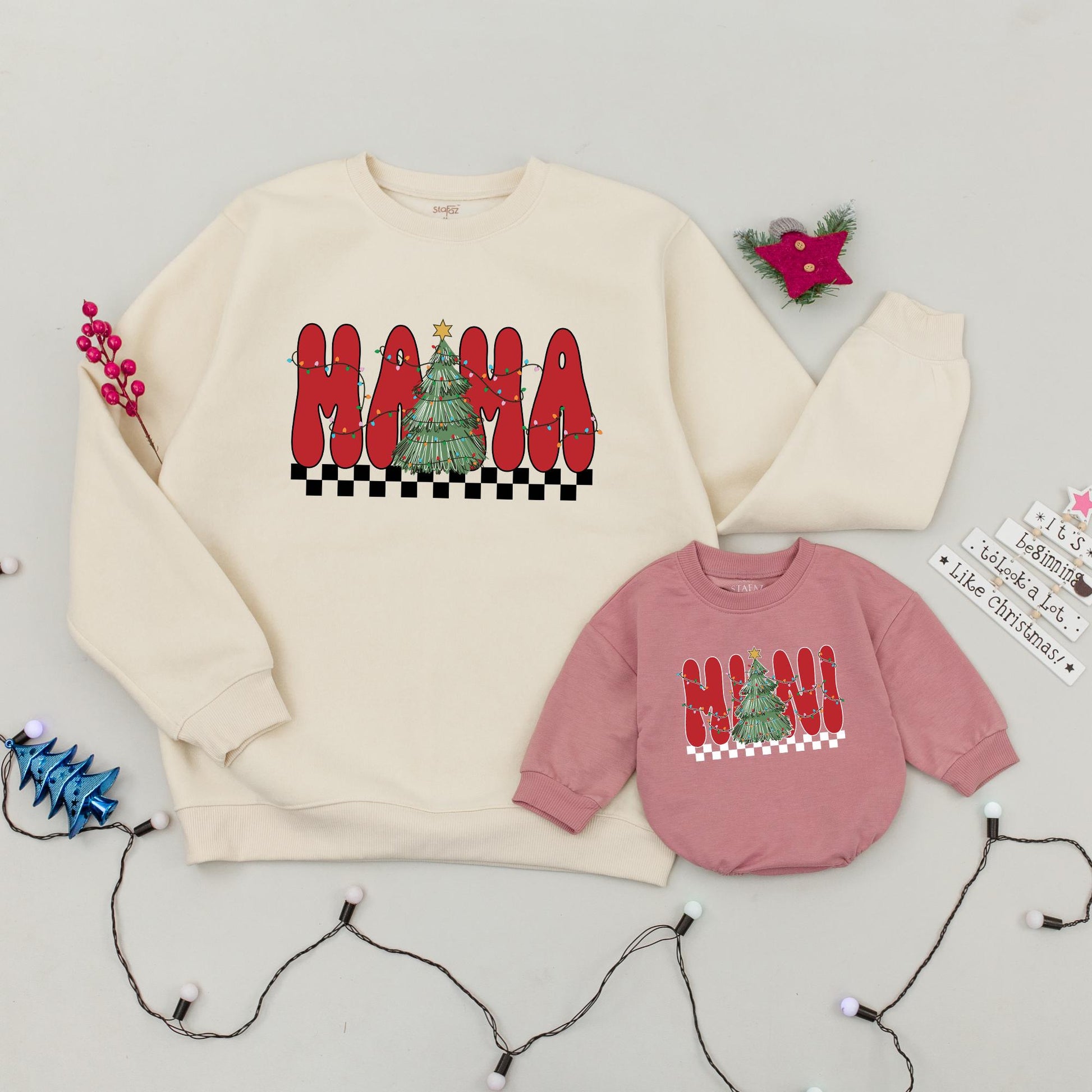 Vintage Christmas Sweaters: Matching Family Outfits & Baby Rompers