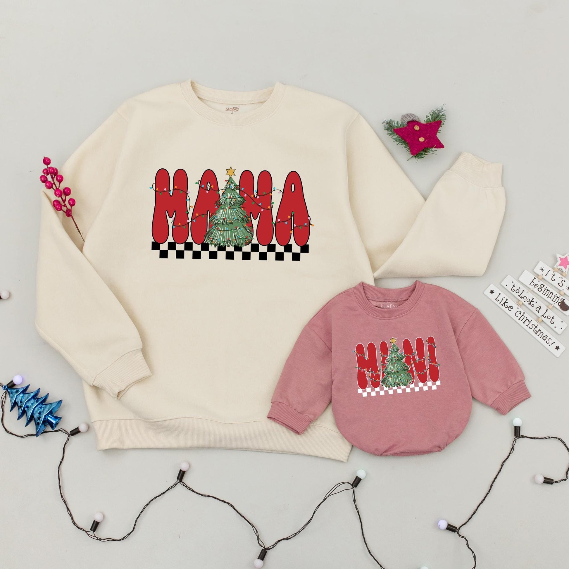 Vintage Christmas Sweaters: Matching Family Outfits & Baby Rompers