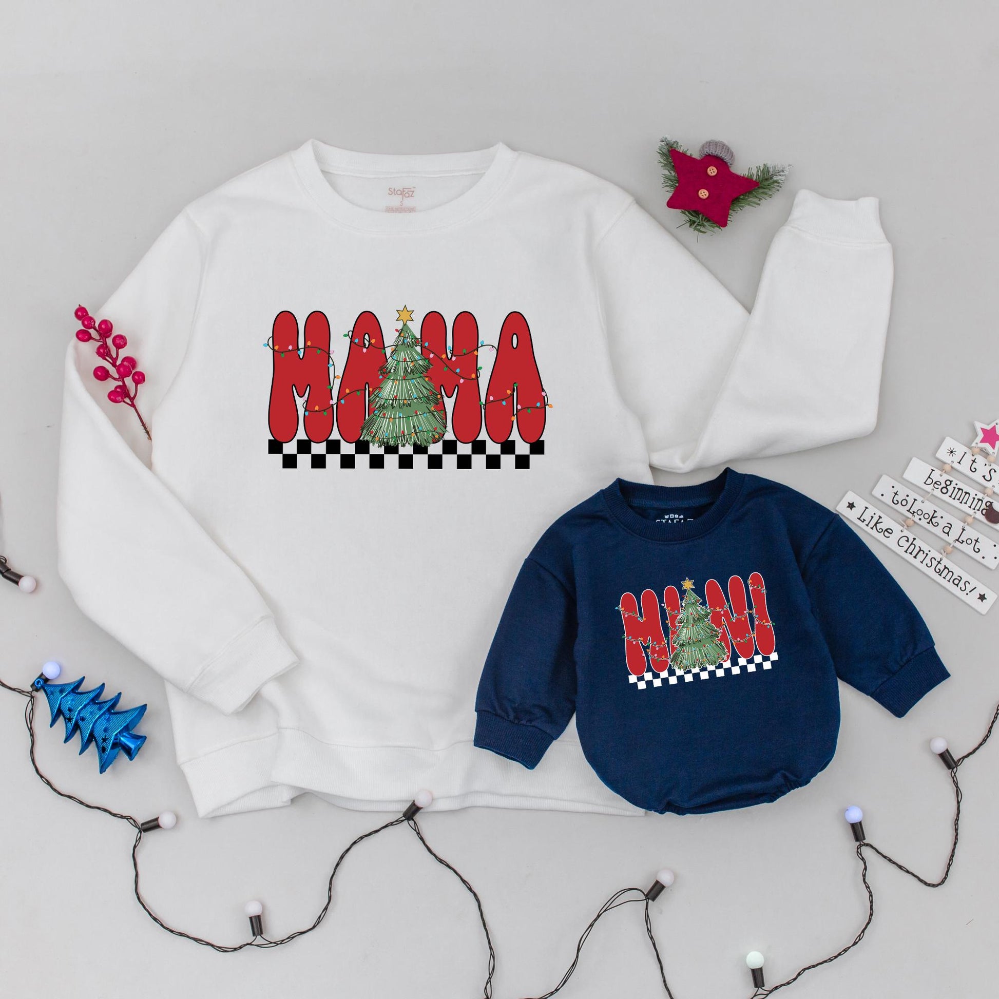 Vintage Christmas Sweaters: Matching Family Outfits & Baby Rompers