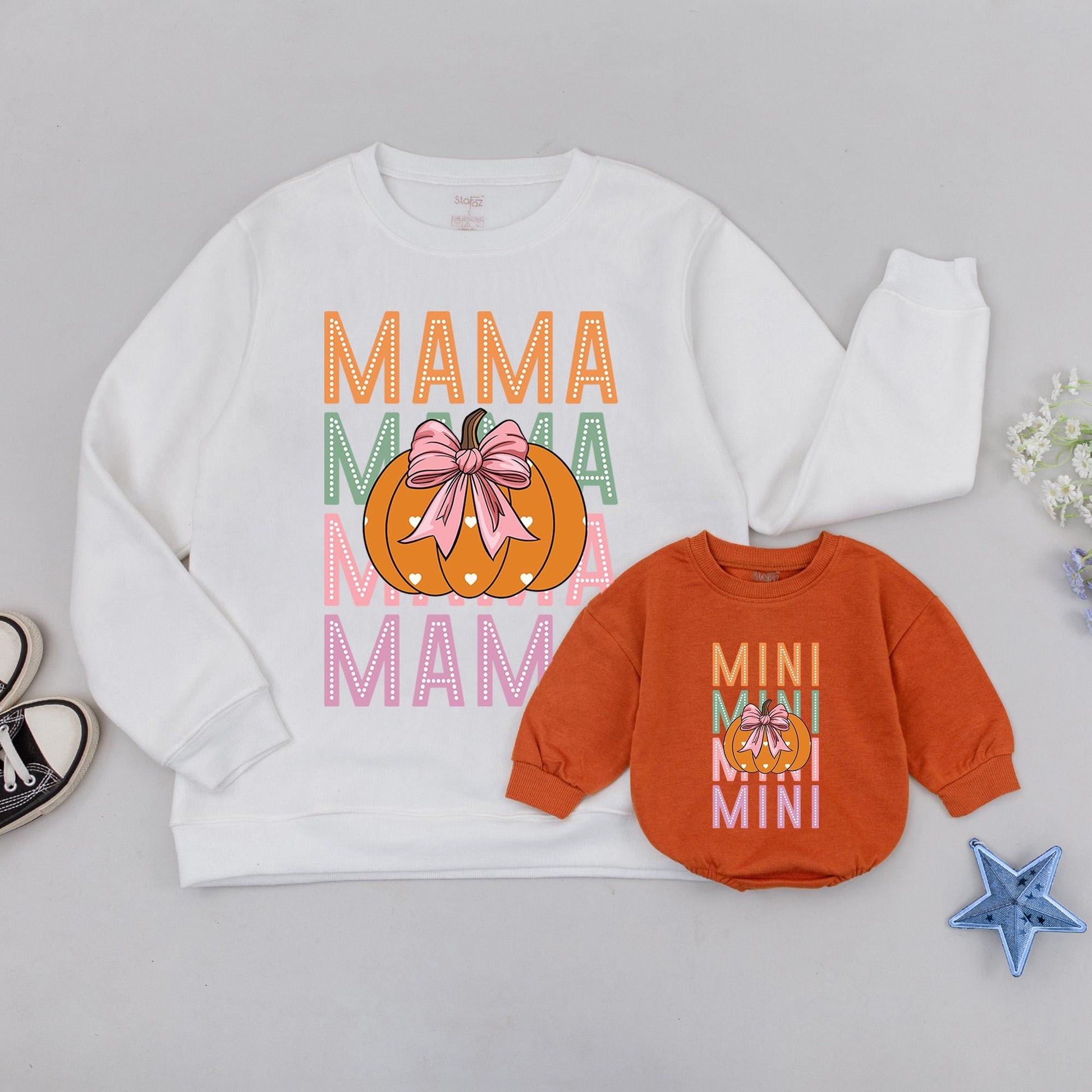 Retro Mama and Mini Pumpkin Sweatshirt: Matching Fall Family Outfit