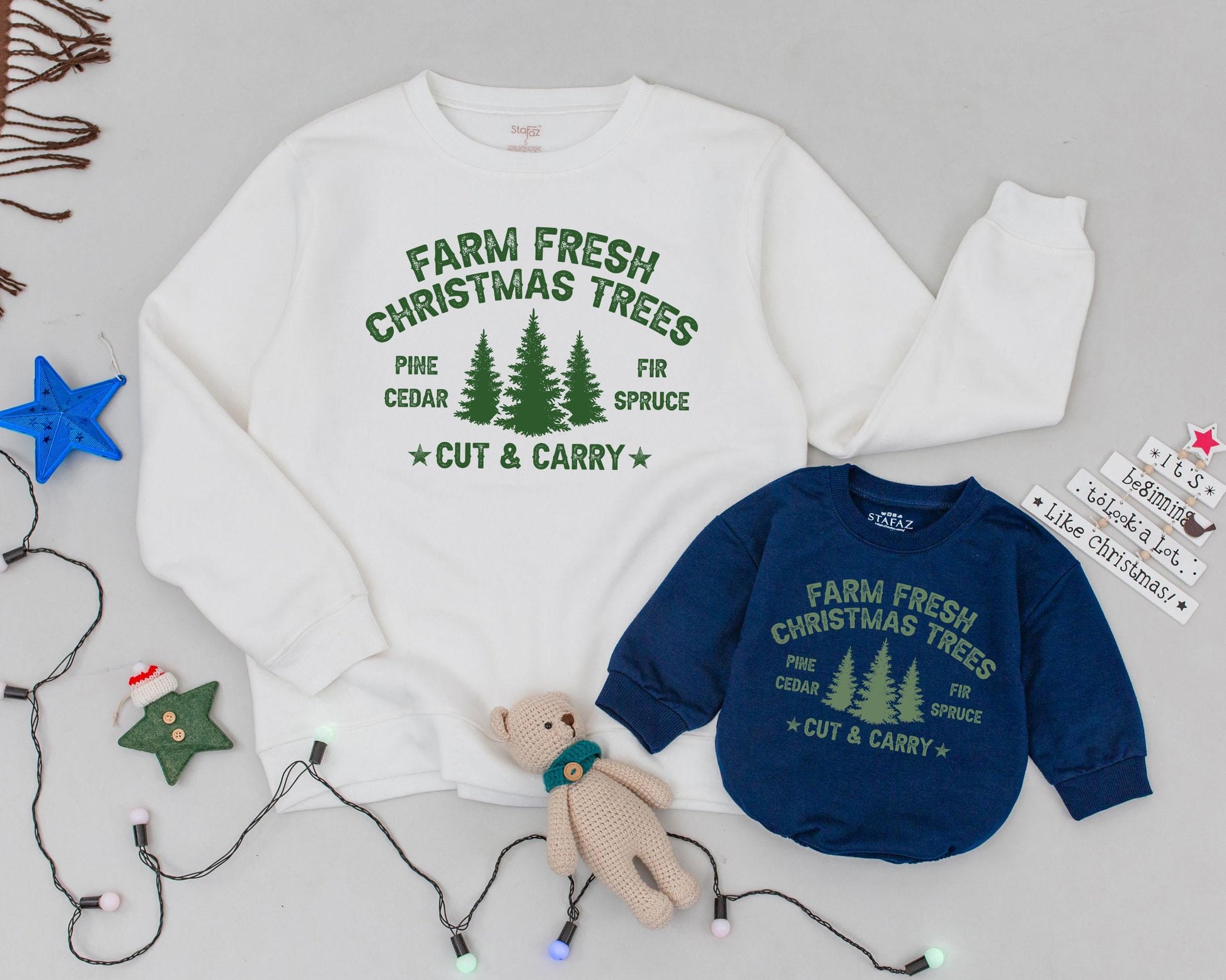 Retro Christmas Sweatshirt Set: Mommy and Me Matching Family Outfits