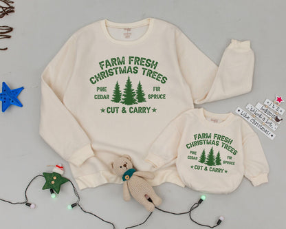 Retro Christmas Sweatshirt Set: Mommy and Me Matching Family Outfits