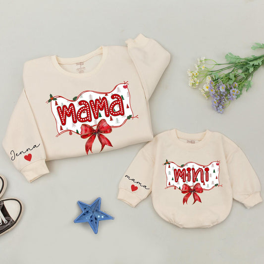 Mama and Mini Bow Christmas Sweatshirts - Matching Family Outfits