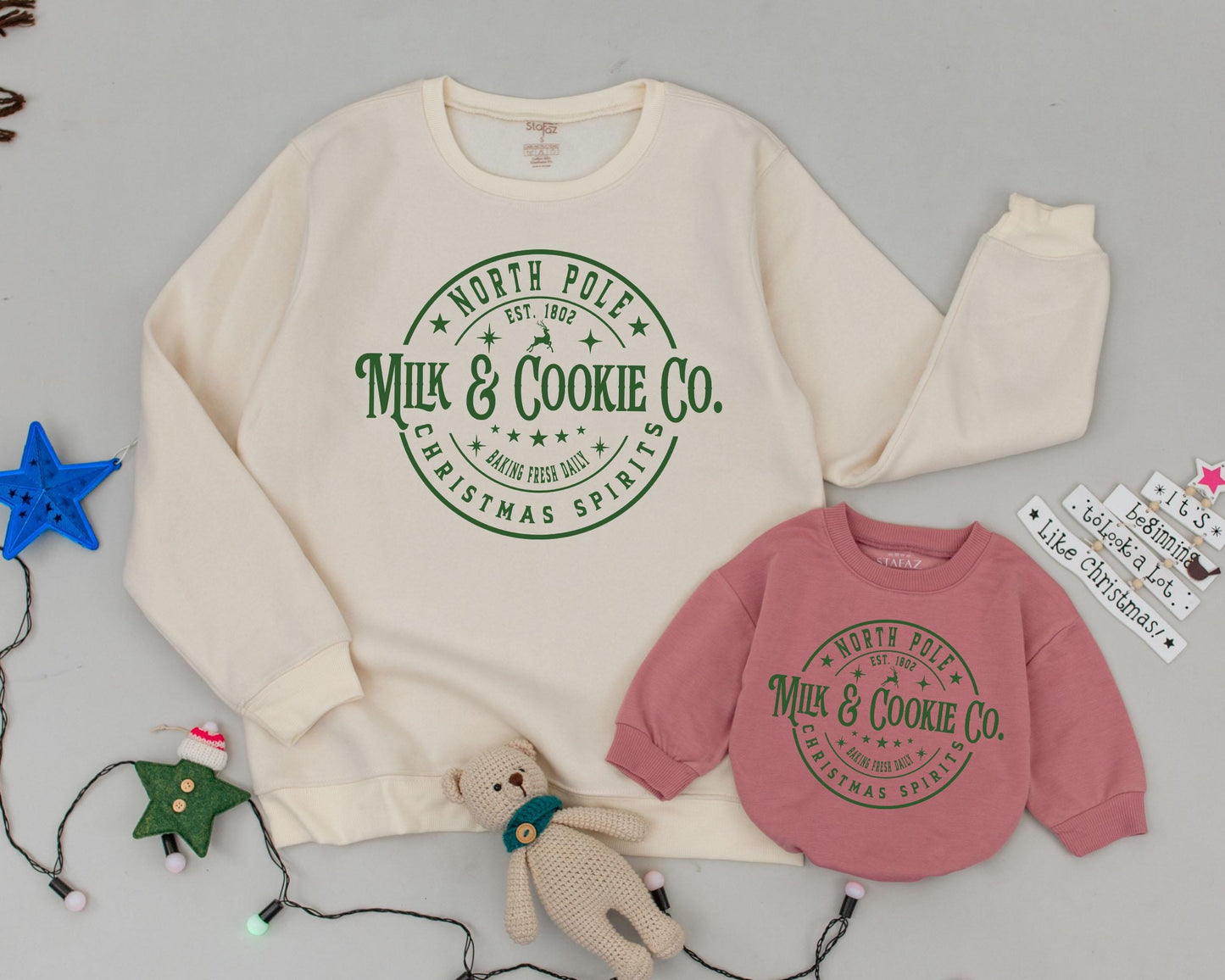 Retro Christmas Family Sweatshirts: Mama & Mini Holiday Matching Outfit