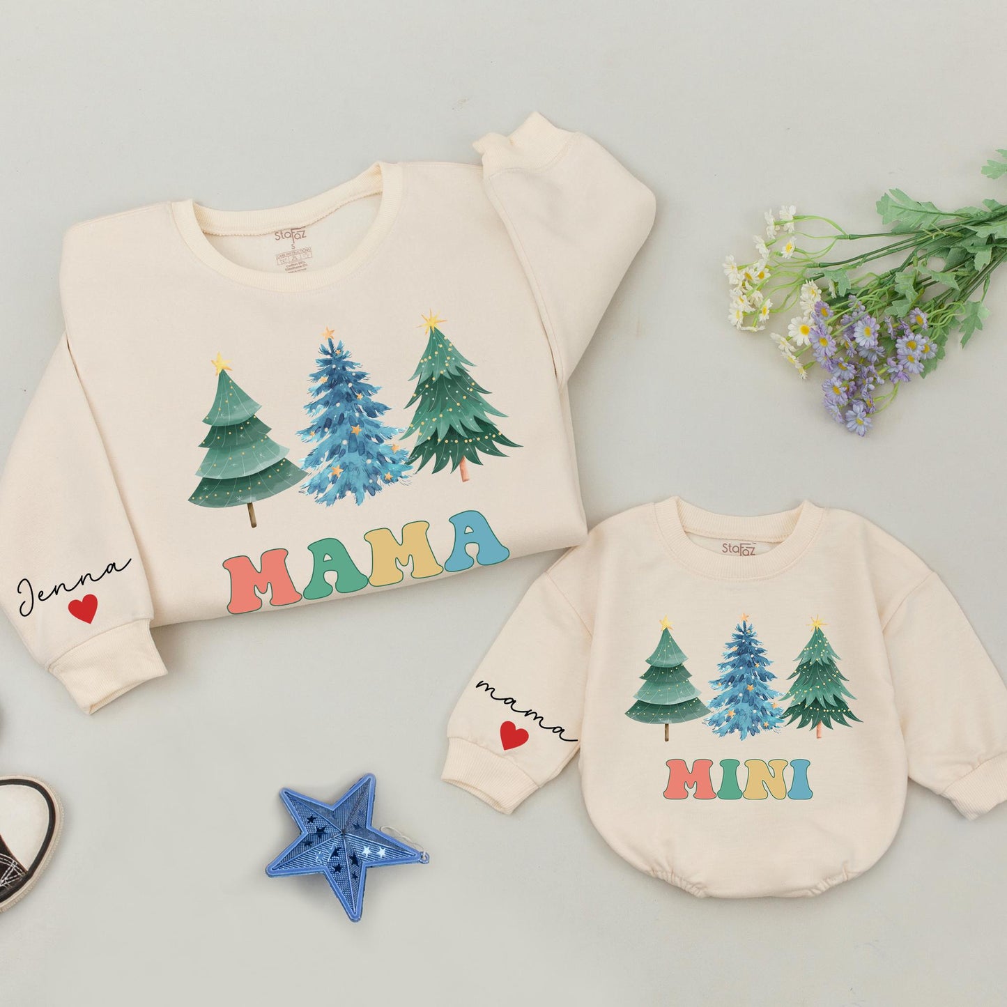 Mama and Mini Retro Christmas Sweatshirts – Matching Family Outfits