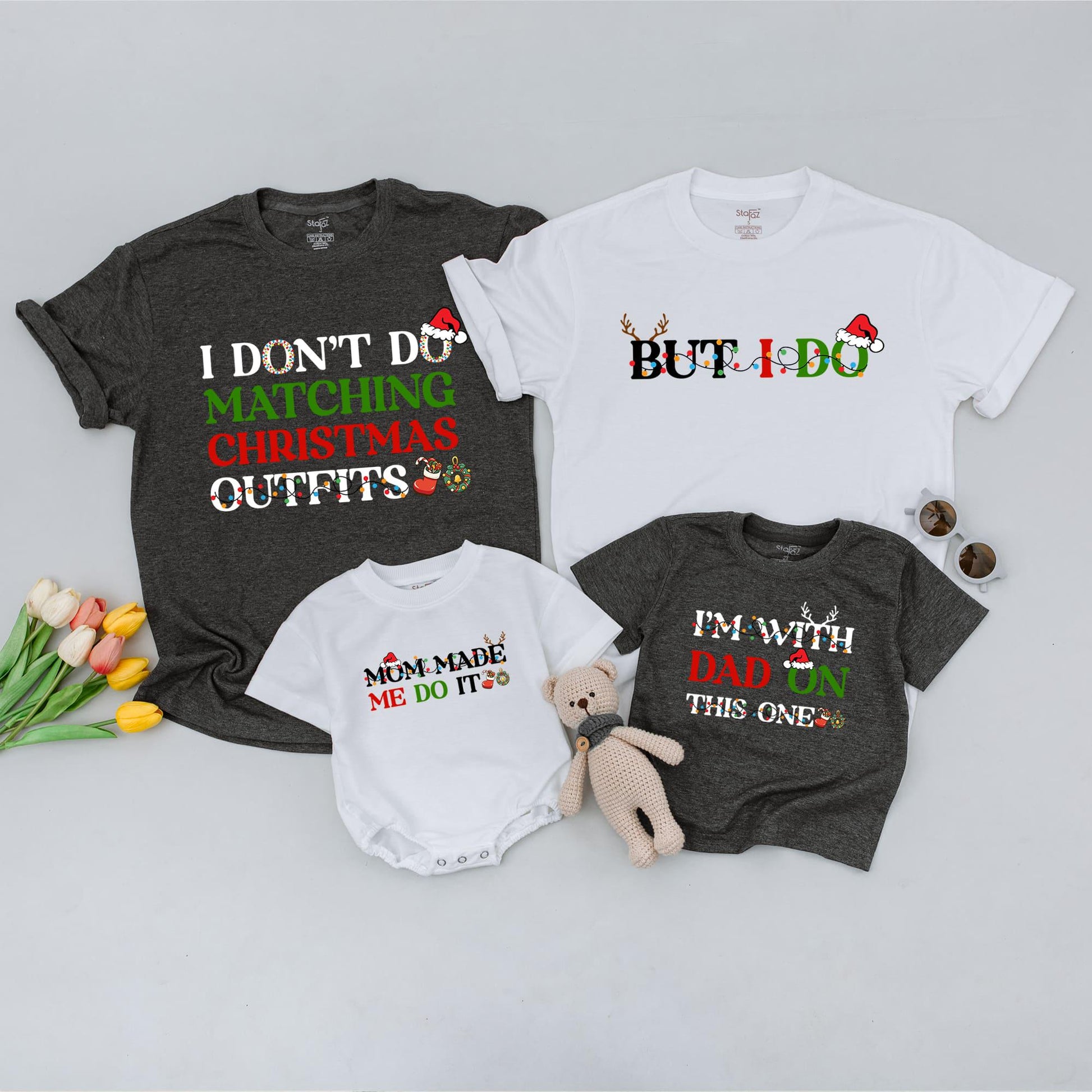 Festive Family Tees: Funny Anti-Match Christmas Holiday Gift