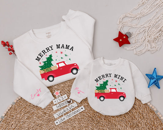 Matching Family Christmas Sweaters, Personalized Holiday Shirts Set