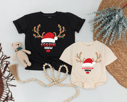 Festive Cousin Crew Personalized Sibling Shirts for Holiday Joy