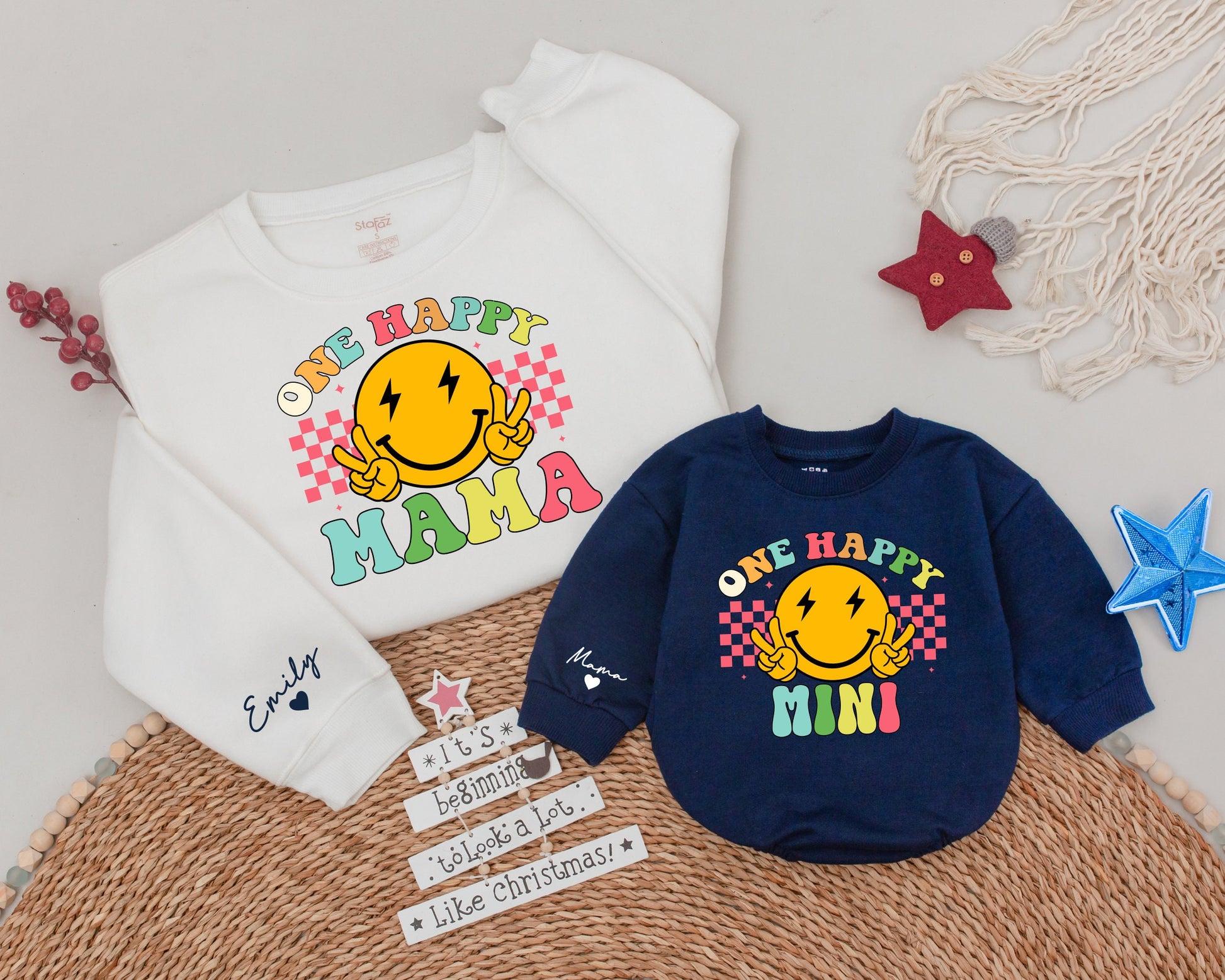 Smiley Birthday Outfit: Family Matching Shirts & Baby Bodysuit
