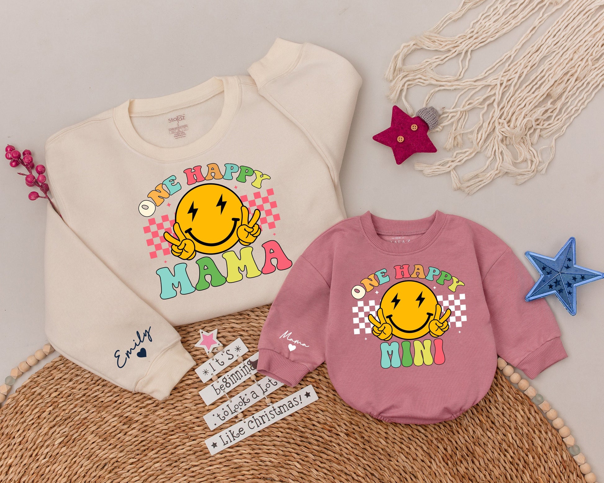 Smiley Birthday Outfit: Family Matching Shirts & Baby Bodysuit