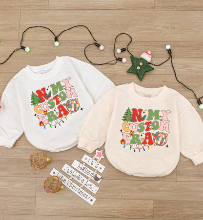 Festive Family Outfits: Bubble Romper & Custom Christmas Shirts