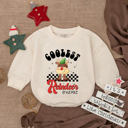 Adorable Reindeer Christmas Romper for Baby’s First Holiday Outfit