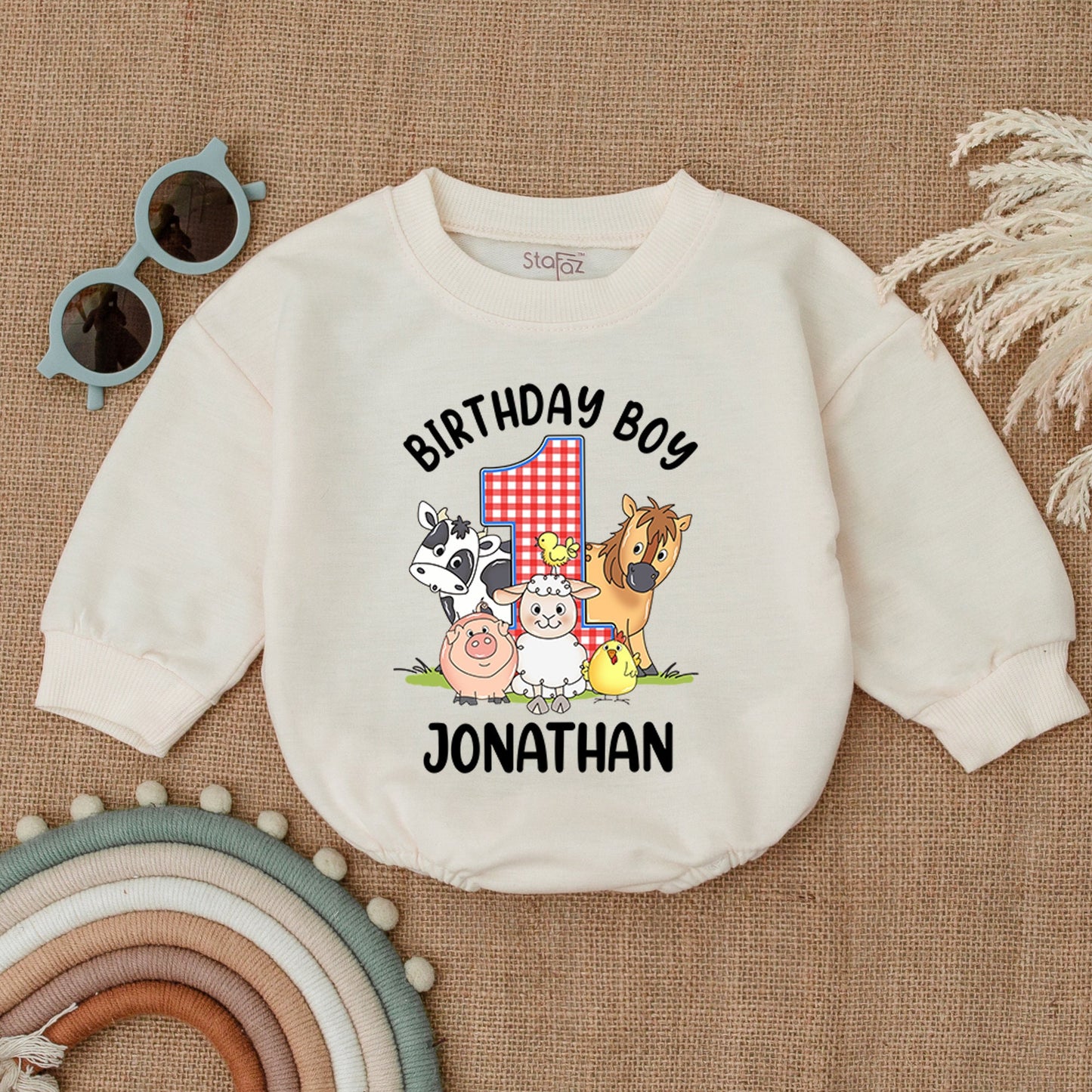 Farm Theme 1st Birthday Outfit | Personalized Bee Romper for Baby