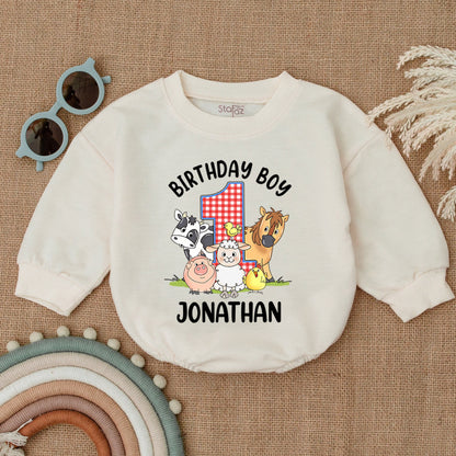 Farm Theme 1st Birthday Outfit | Personalized Bee Romper for Baby