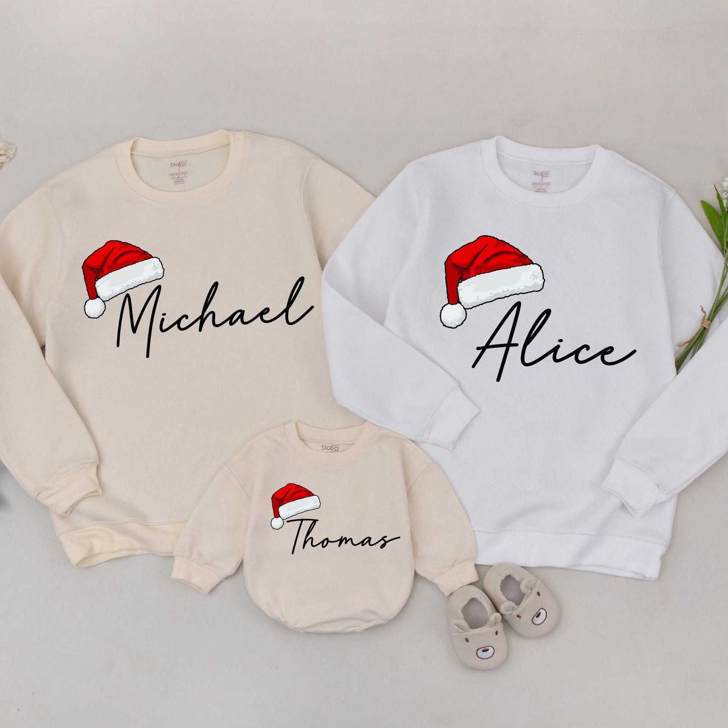 Matching Family Christmas Sweatshirts, Personalized Holiday Outfits