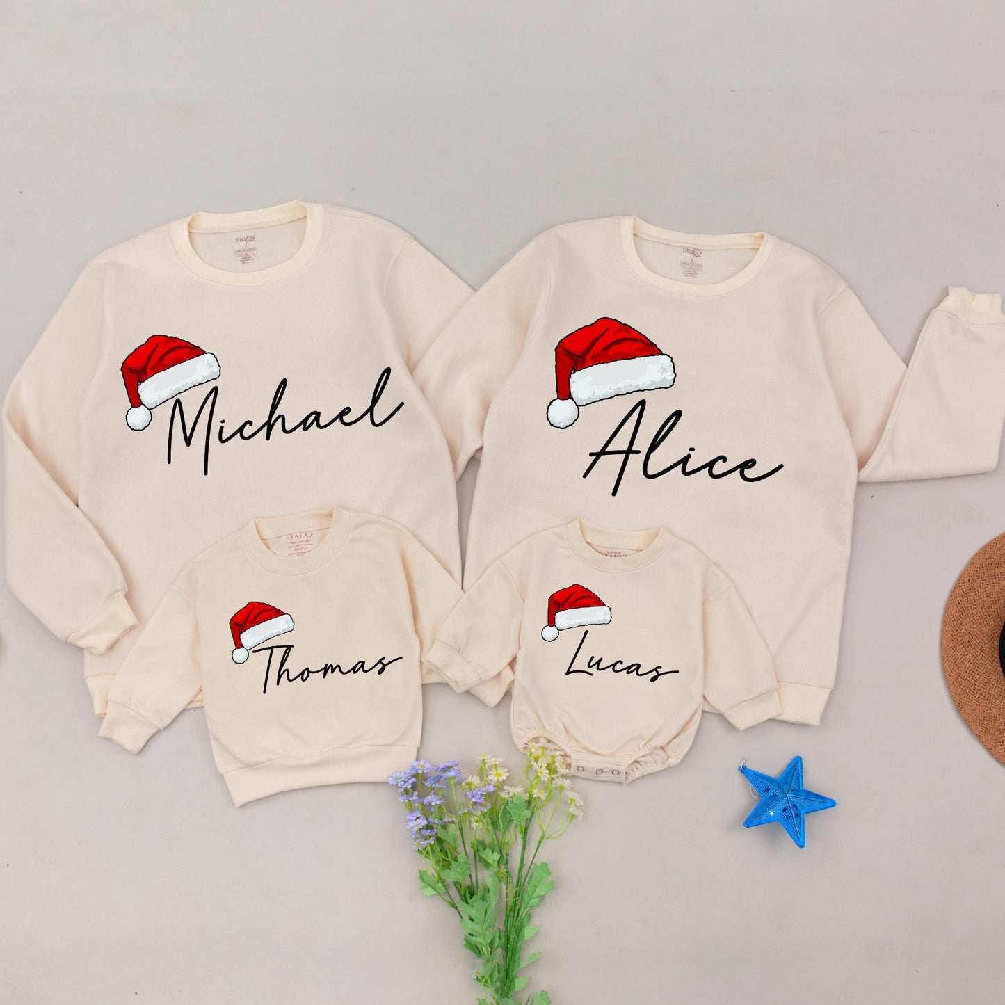 Matching Family Christmas Sweatshirts, Personalized Holiday Outfits