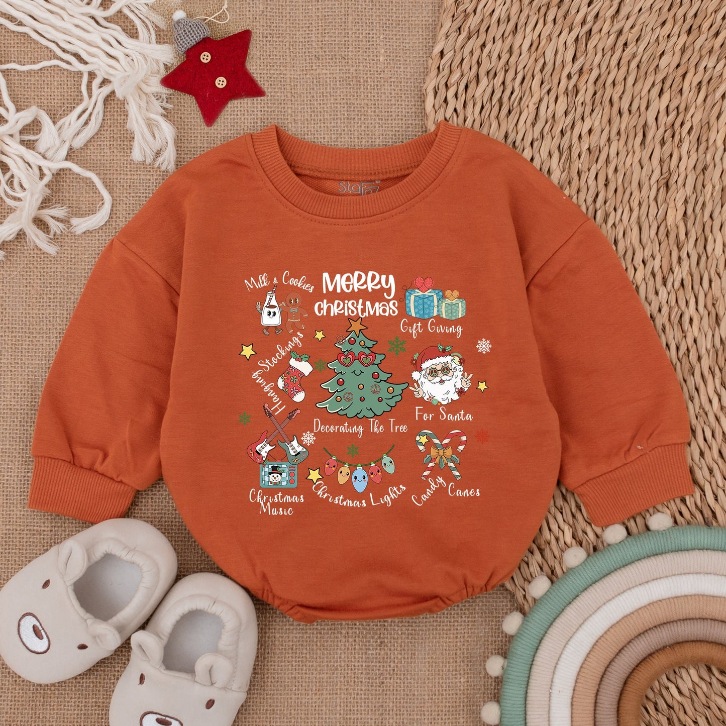 Santa Baby First Christmas Romper: Cozy Oversized Holiday Outfit