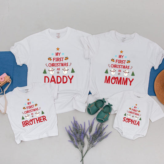 Matching Family Christmas Shirts & Baby's 1st Xmas Romper Set