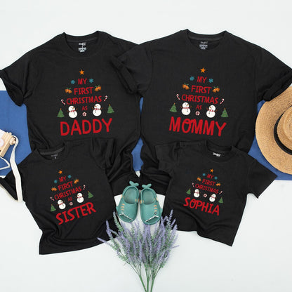 Matching Family Christmas Shirts & Baby's 1st Xmas Romper Set