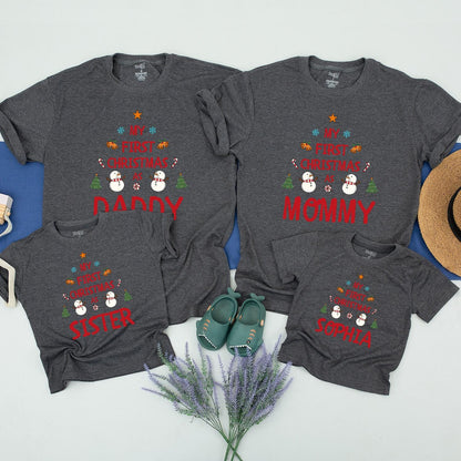 Matching Family Christmas Shirts & Baby's 1st Xmas Romper Set