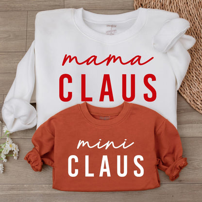 Matching Christmas Sweaters: Mama and Mini Claus Family Outfits