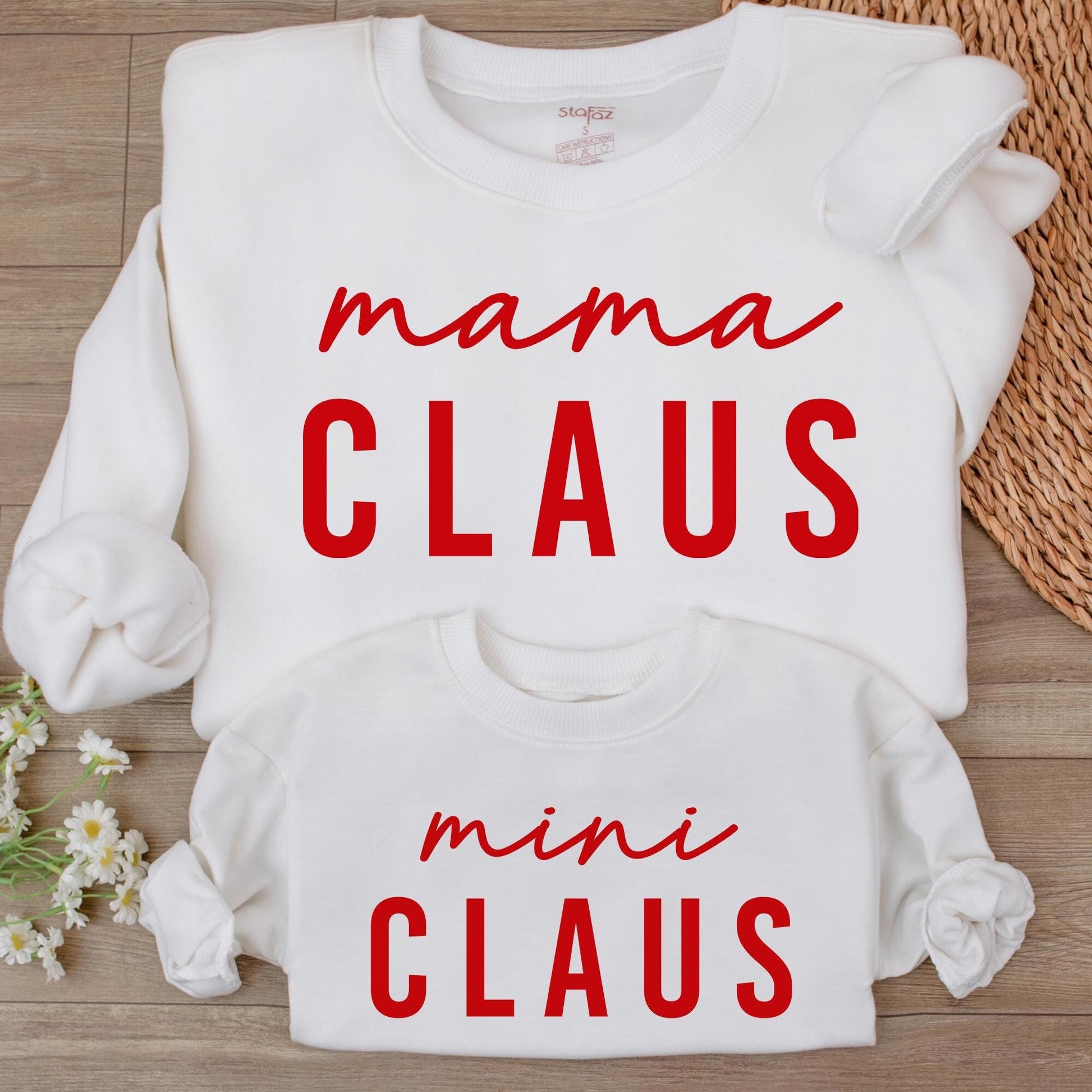 Matching Christmas Sweaters: Mama and Mini Claus Family Outfits