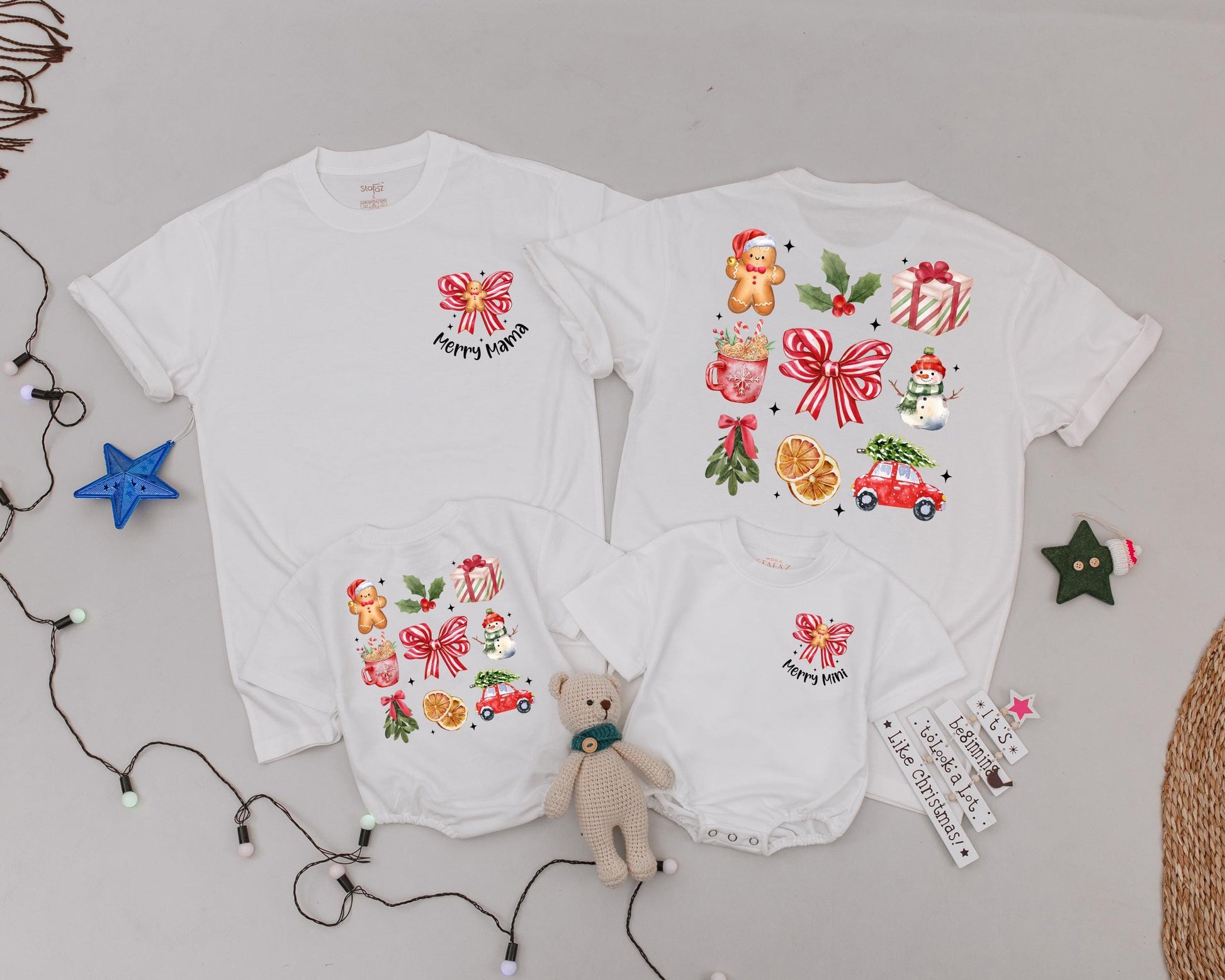 Matching Merry Mama & Mini Vintage Christmas Shirts - Personalized