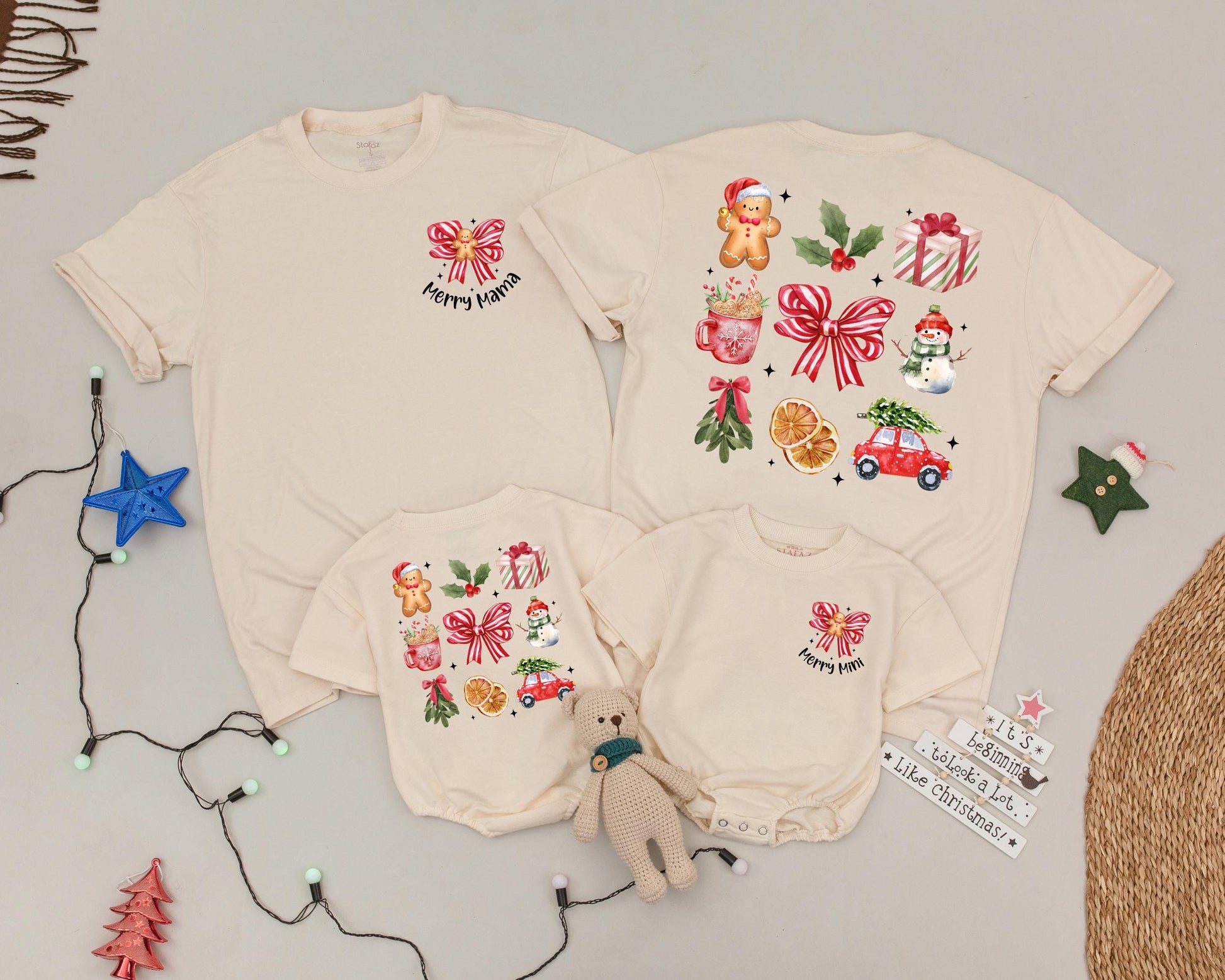 Matching Merry Mama & Mini Vintage Christmas Shirts - Personalized