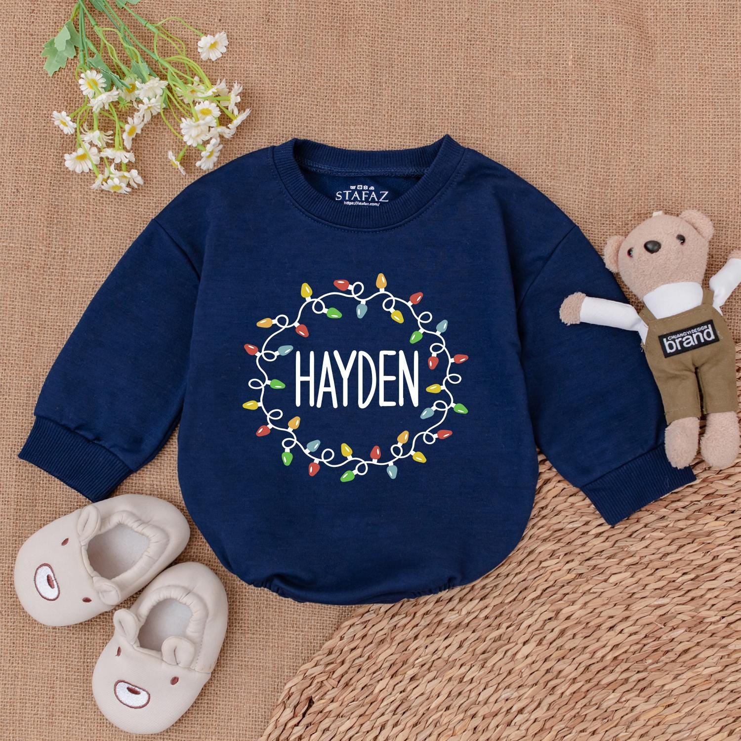 Personalized Christmas Lights Romper - Baby's First Festive Outfit  