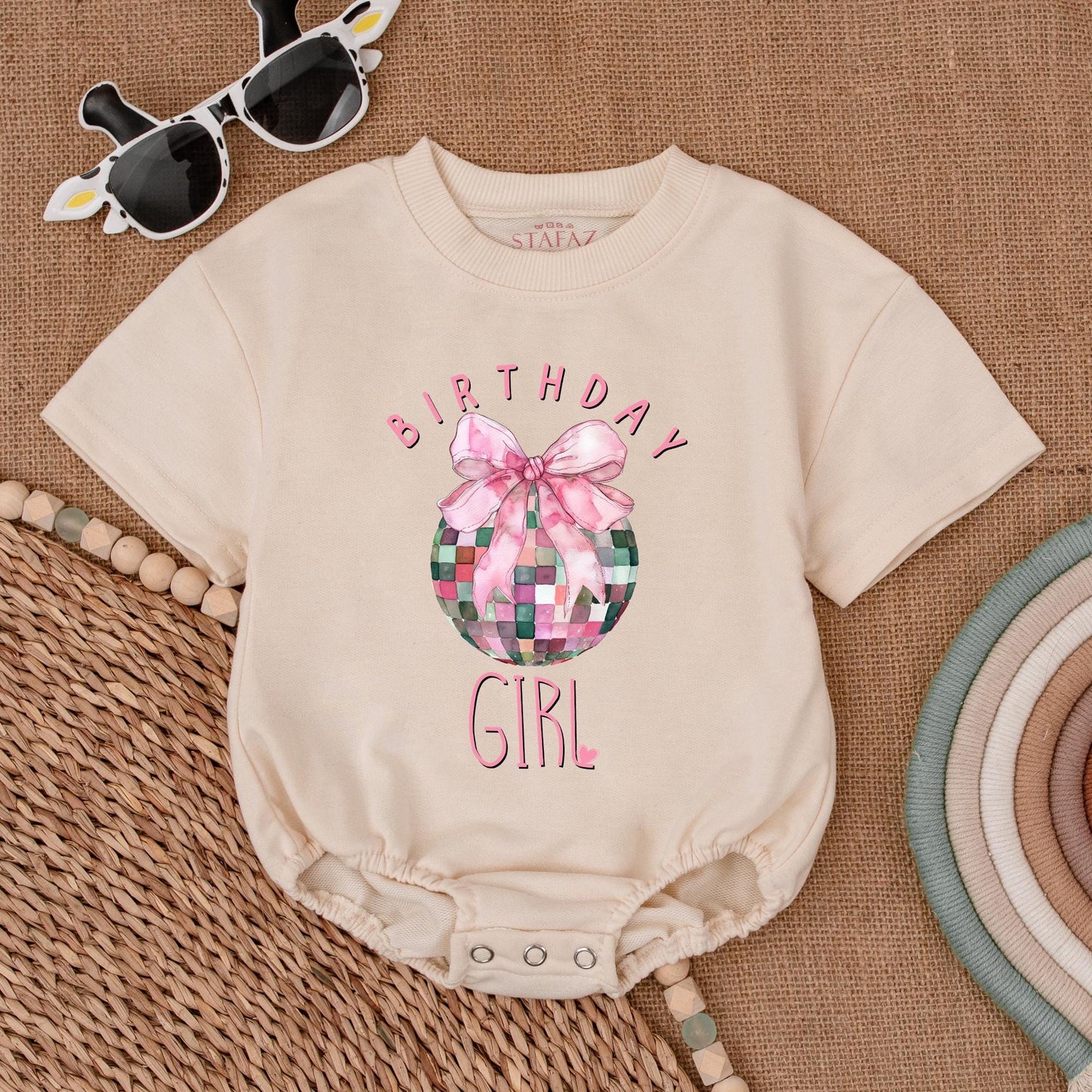 Coquette Disco Ball Romper for Girls - 1st Birthday & Baby Gift