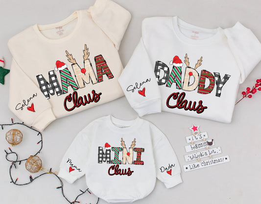 Matching Mama & Mini Claus Sweatshirts, Family Christmas Outfits