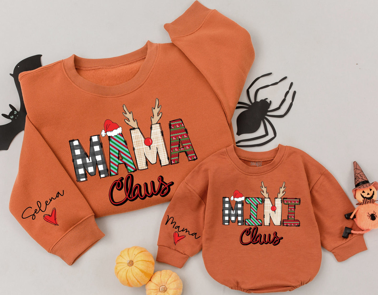 Matching Mama & Mini Claus Sweatshirts, Family Christmas Outfits