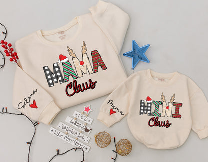 Matching Mama & Mini Claus Sweatshirts, Family Christmas Outfits