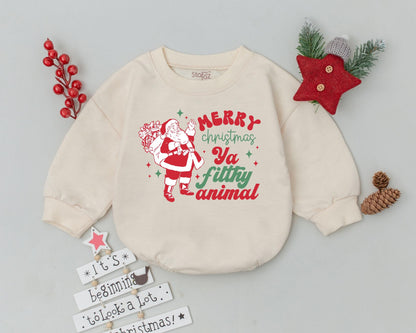 Retro Santa Baby Romper: First Christmas Outfit & Shower Gift