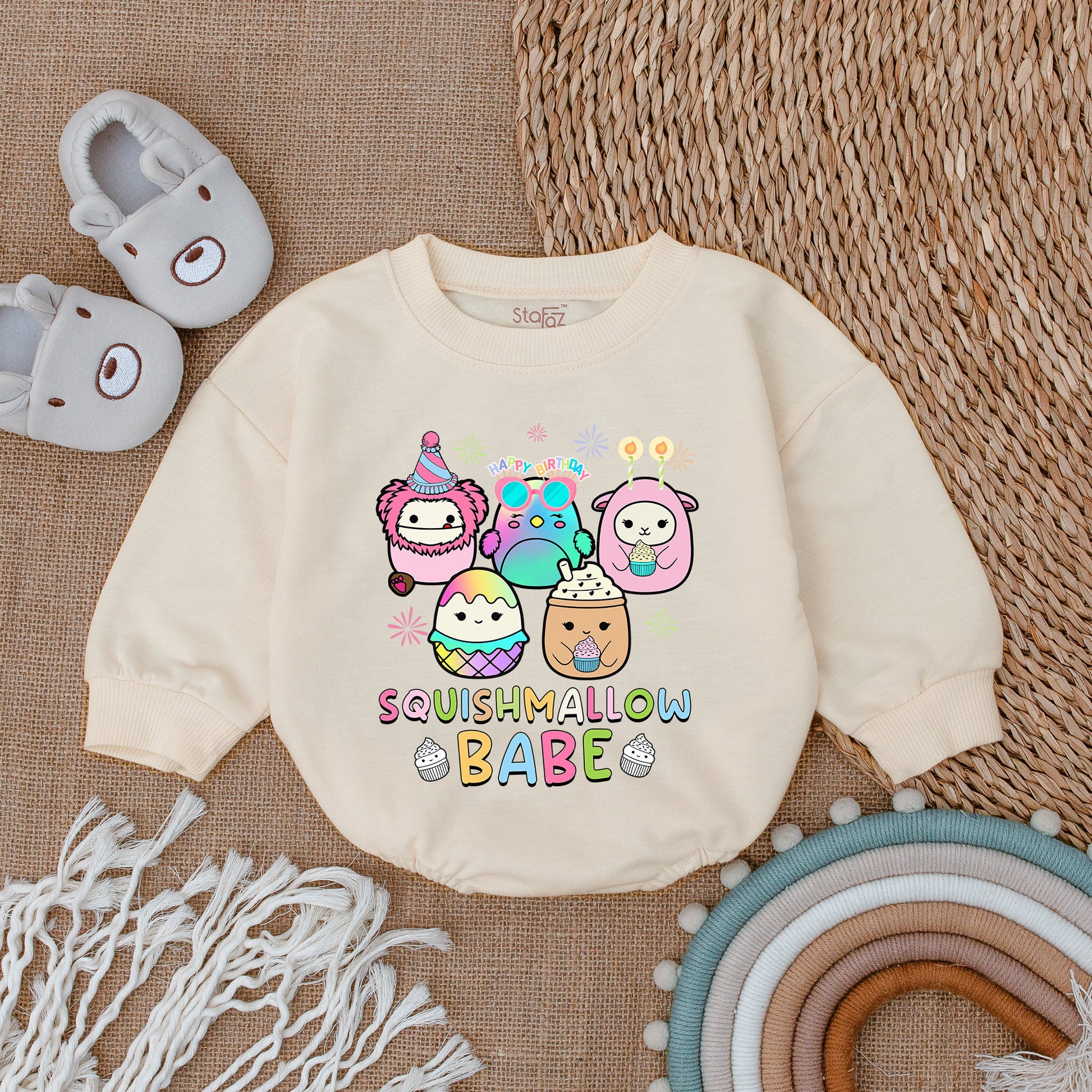 Squishmallow Birthday Outfit: Toddler Romper & Youth Sweater