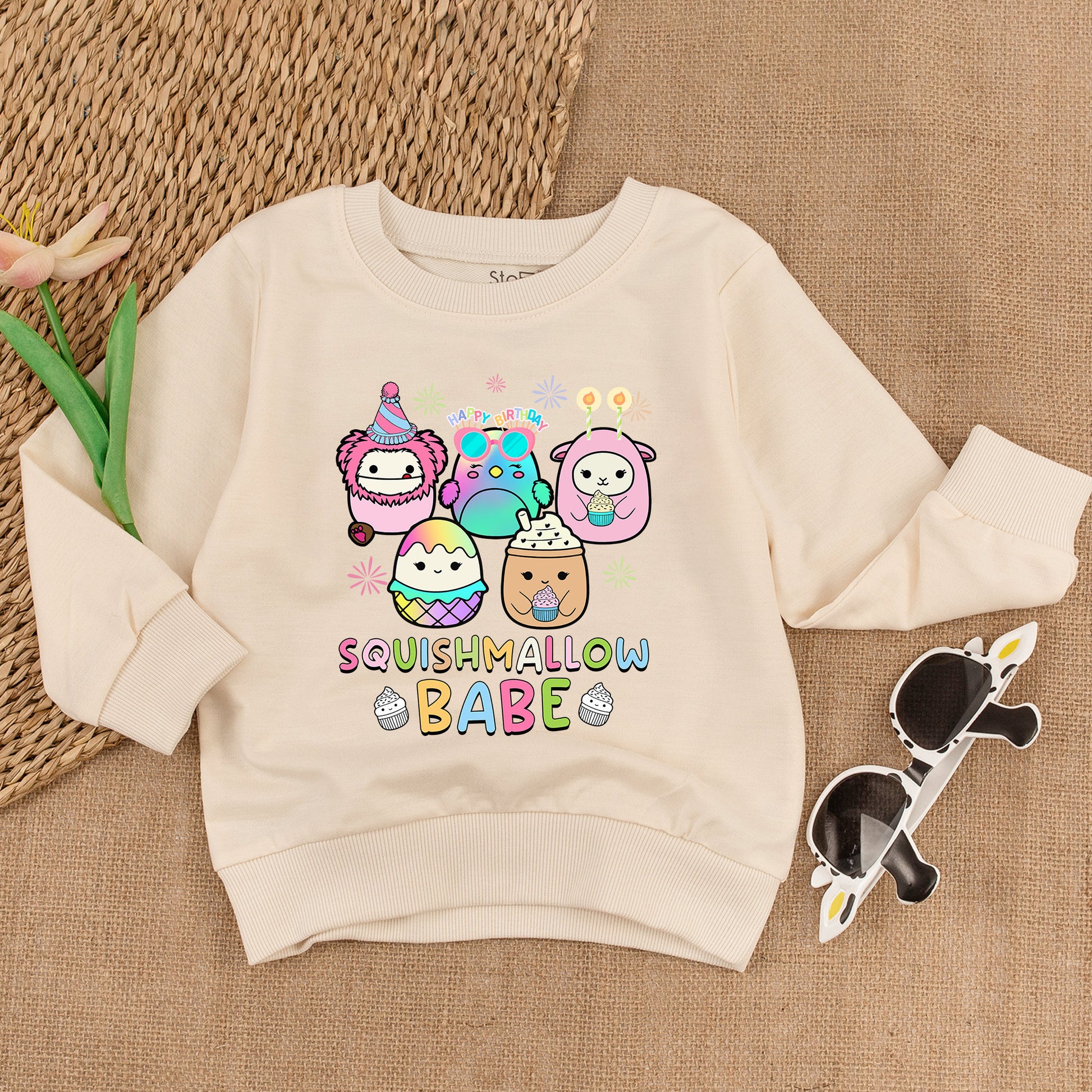 Squishmallow Birthday Outfit: Toddler Romper & Youth Sweater