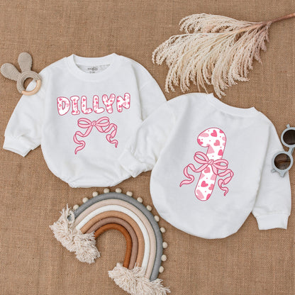 Custom First Birthday Pink Romper, Personalized One Year Outfit