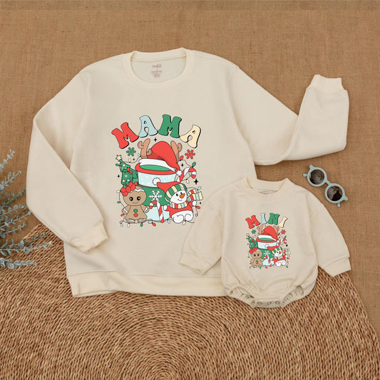 Vintage Christmas Mommy & Me Sweatshirt, Family Matching Outfit