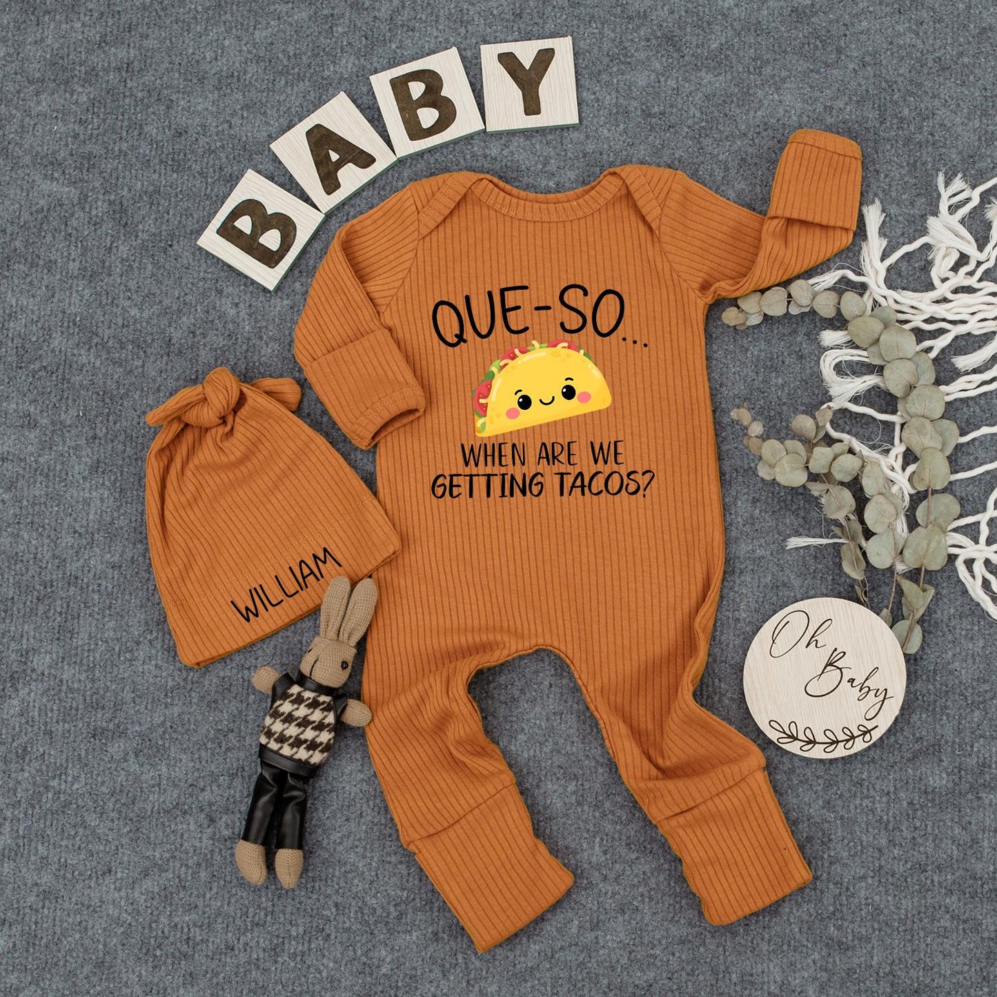 Cute Custom Taco Bodysuit Baby Shower Gift for Newborns, Funny Que-So When Are We Getting Tacos Cartoon Infant Jumpsuit Outfit